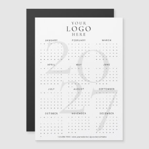 Minimale weiße 2027-Kalender-Geschäftslogo-Magnet Magnetkarte