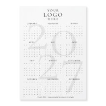 Minimale weiße 2027-Kalender-Geschäftslogo-Magnet