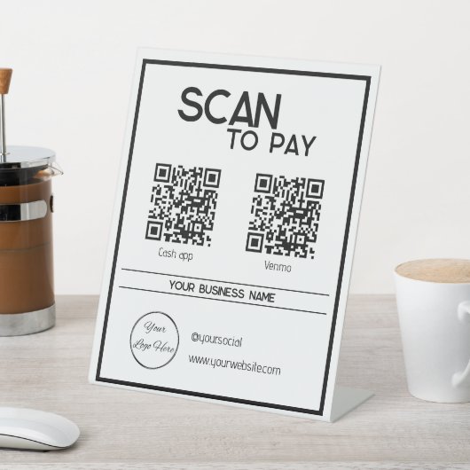 minimale weiße 2 QR-Codes einfache Prüfung zu zahl Sockelschild (In SItu)