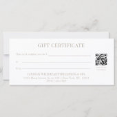Minimale weiße botanische QR-Code-Geschenkgutschei (Rückseite)