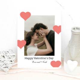 Minimale weiße Herz-Valentinstag-Foto-Momentaufnah Feiertagskarte