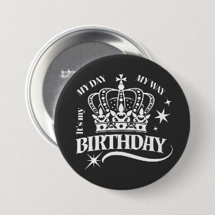 Minimale weiße Krone-Birthday-Quote-Typografie Button