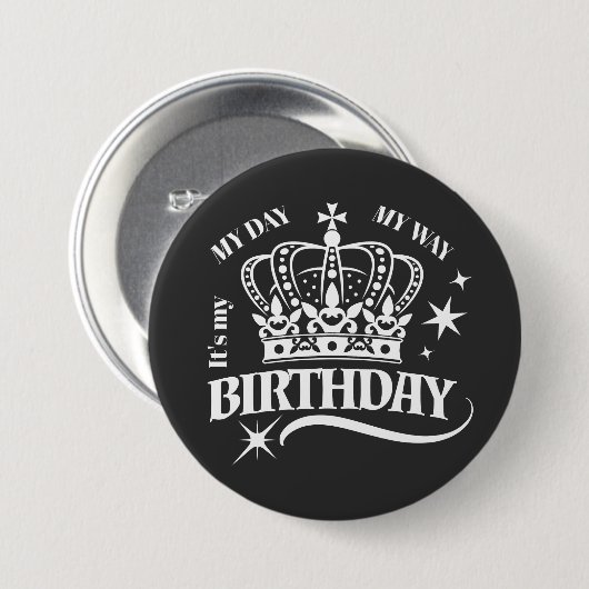 Minimale weiße Krone-Birthday-Quote-Typografie Button (Vorne & Hinten)