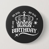 Minimale weiße Krone-Birthday-Quote-Typografie Button (Vorderseite)