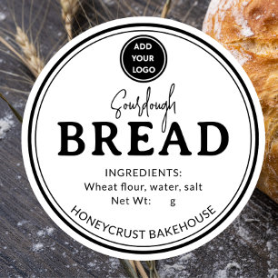 Minimale weiße Logo-Bäckerei-Sauerteig-Brot-Aufkle Runder Aufkleber