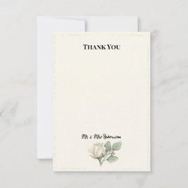 Minimale weiße Rose Botanische Hochzeit Danke Kart