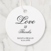 Minimale weiße und schwarze Hochzeit Geschenkanhänger (Vorderseite)