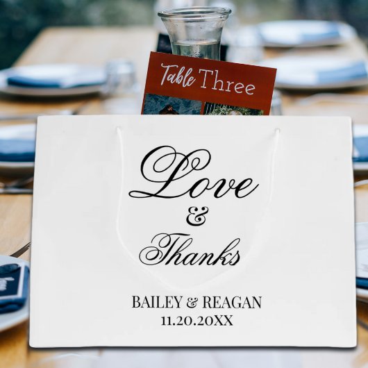 Minimale weiße und schwarze Hochzeit Große Geschenktüte