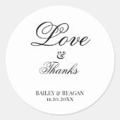 Minimale weiße und schwarze Hochzeit Runder Aufkleber (Vorderseite)