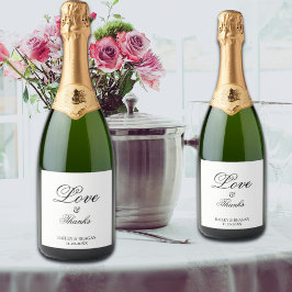 Minimale weiße und schwarze Hochzeit Schaumweinetikett