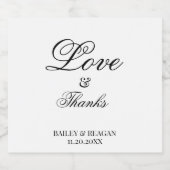 Minimale weiße und schwarze Hochzeit Schaumweinetikett (Einzelnes Label)