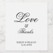 Minimale weiße und schwarze Hochzeit Weinetikett (Einzelnes Label)