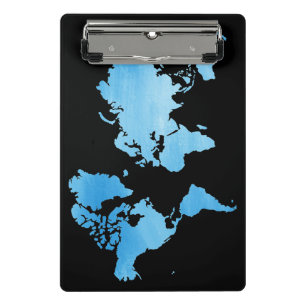 Minimale Weltkarte in Blau - Wasserfarben-Kunst Mini Klemmbrett