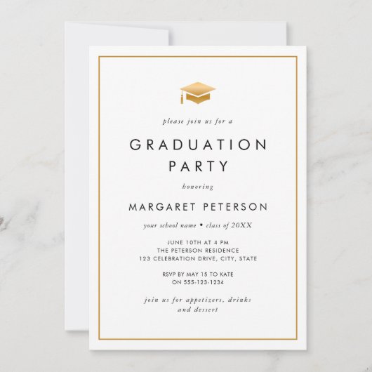 Minimale White-Grad-Foto-Graduierungspartei Einladung (Vorderseite)