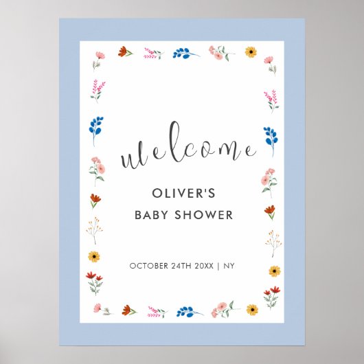 Minimale Wildblume Baby Dusche Willkommen Poster (Vorne)