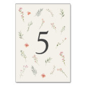 Minimale Wildblume Beige Boho Blumenhochzeit Tischnummer (Vorderseite)