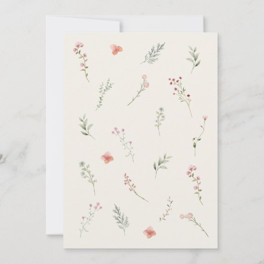 Minimale Wildblume Beige Boho Blumenspülung Einladung (Rückseite)