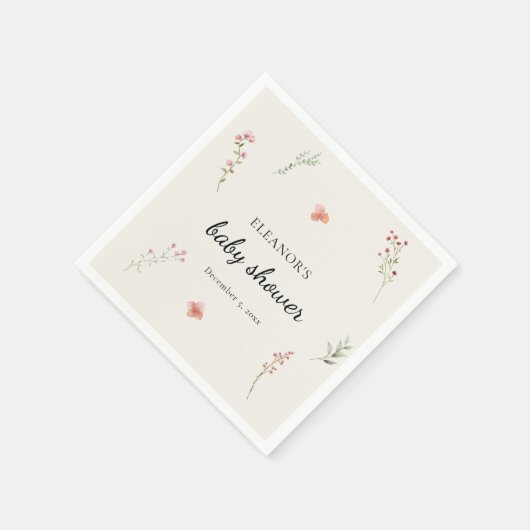 Minimale Wildblume Boho Babydusche Serviette (Ecke)