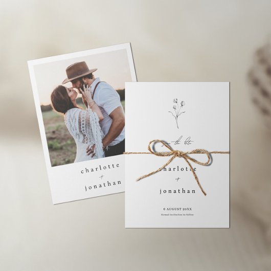 Minimale Wildblume Hochzeit Save The Date