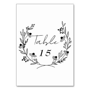 Minimale Wildblume   Kranz Hochzeit Tischnummer
