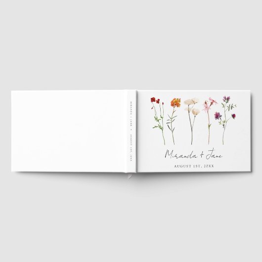 Minimale Wildblume Lesbische Blütenhochzeit Gästebuch (Voll)