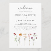 Minimale Wildblume Lesbische Blütenhochzeit Programm (Vorderseite)