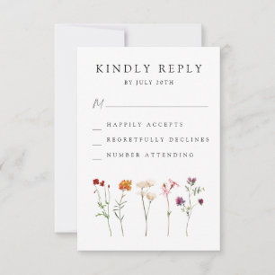 Minimale Wildblume Lesbische Blütenhochzeit RSVP Karte