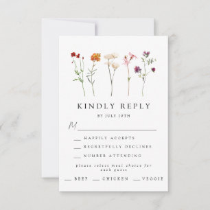 Minimale Wildblume Lesbische Blütenhochzeit RSVP Karte