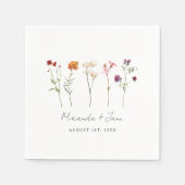 Minimale Wildblume Lesbische Blütenhochzeit Serviette (Vorderseite)