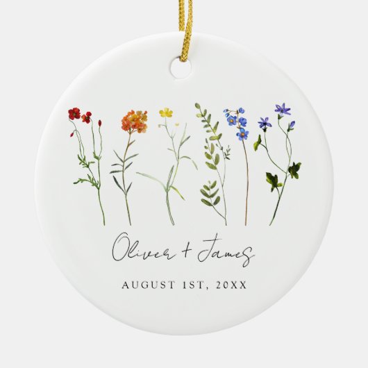 Minimale Wildblume LGBTQ Gay Pride Blumenzwiebeln Keramik Ornament (Vorne)