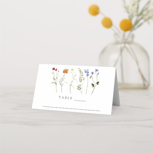 Minimale Wildblume LGBTQ Gay Pride Blumenzwiebeln Platzkarte (Vorderseite)