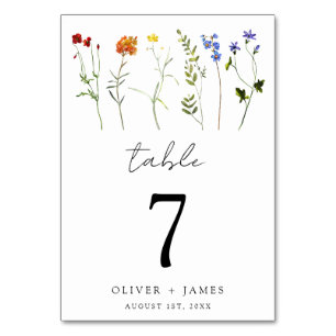 Minimale Wildblume LGBTQ Gay Pride Blumenzwiebeln Tischnummer