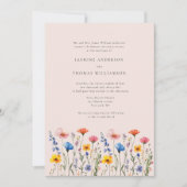 Minimale Wildblume Moderne Hochzeit Einladung (Vorderseite)