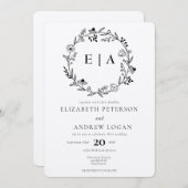 Minimale Wildblume | Wreath Wedding Einladung (Vorne/Hinten)