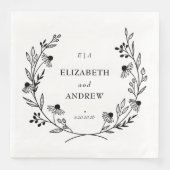 Minimale Wildblume | Wreath Wedding Serviette (Vorderseite)