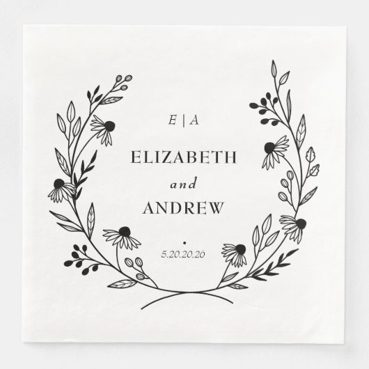 Minimale Wildblume | Wreath Wedding Serviette (Vorderseite)