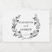 Minimale Wildblume | Wreath Wedding Wine Schaumweinetikett (Einzelnes Label)