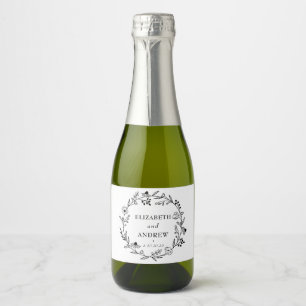 Minimale Wildblume   Wreath Wedding Wine Schaumweinetikett