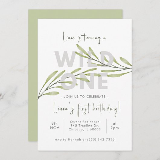 Minimale Wildblume zum Geburtstag Einladung (Vorne/Hinten)