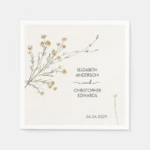 Minimale Wildblumen Bloral Simple Wedding Serviette (Vorderseite)
