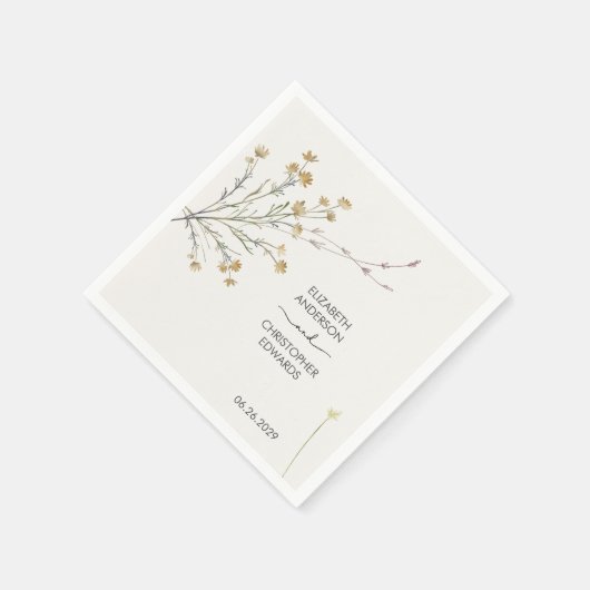 Minimale Wildblumen Bloral Simple Wedding Serviette (Ecke)