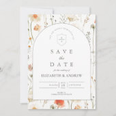 Minimale Wildblumen-Botanical-Hochzeit Save The Date (Vorderseite)