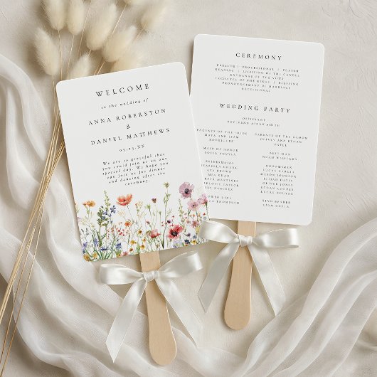 Minimale Wildblumen-Hochzeitsprogramm Fächer