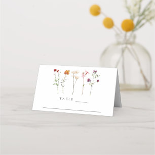 Minimale Wildblumen-Lesben-Stolz-Blumenhochzeit Platzkarte