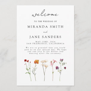 Minimale Wildblumen-Lesben-Stolz-Blumenhochzeit Programm