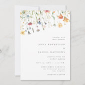 Minimale Wildblumen-QR-Code-Hochzeitseinladung Einladung (Vorderseite)