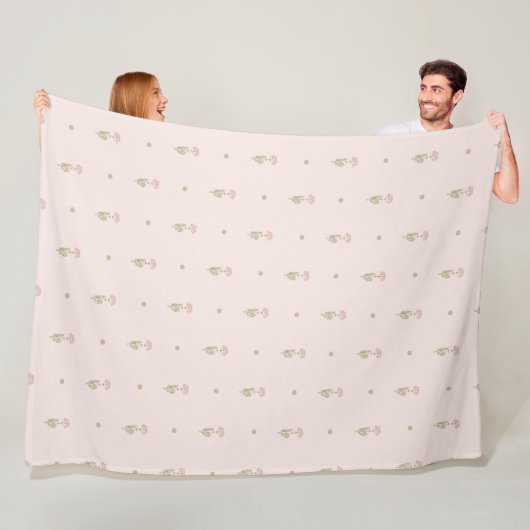 Minimale Wildblumenmuster mit Punkten Fleecedecke (Beispiel)
