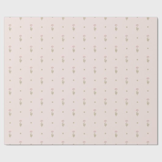 Minimale Wildblumenmuster mit Punkten Geschenkpapier (Flach)