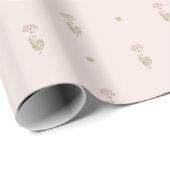 Minimale Wildblumenmuster mit Punkten Geschenkpapier (Rolleneckpunkt)