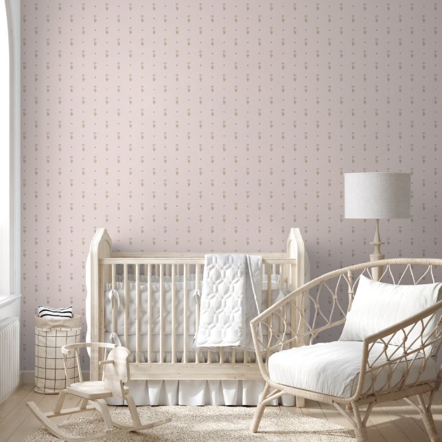 Minimale Wildblumenmuster mit Punkten Tapete (Kinder)